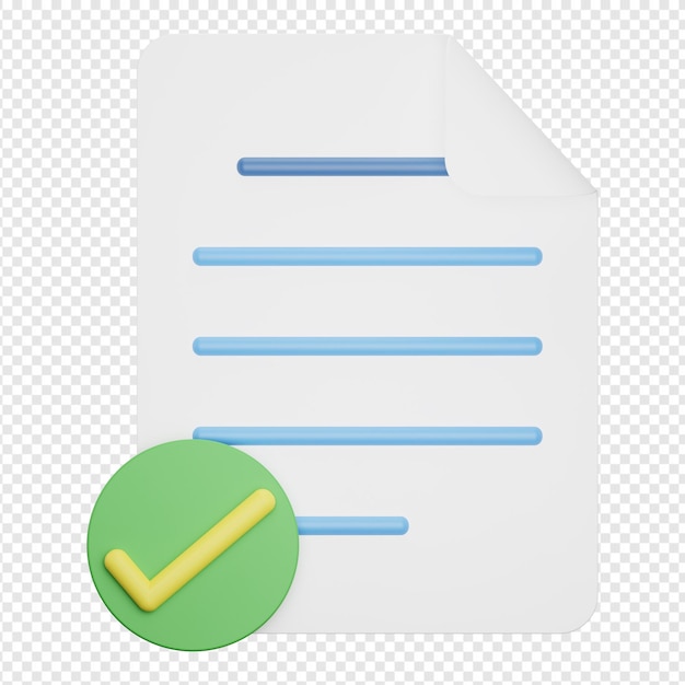 PSD 3d isolated render of checklist document icon
