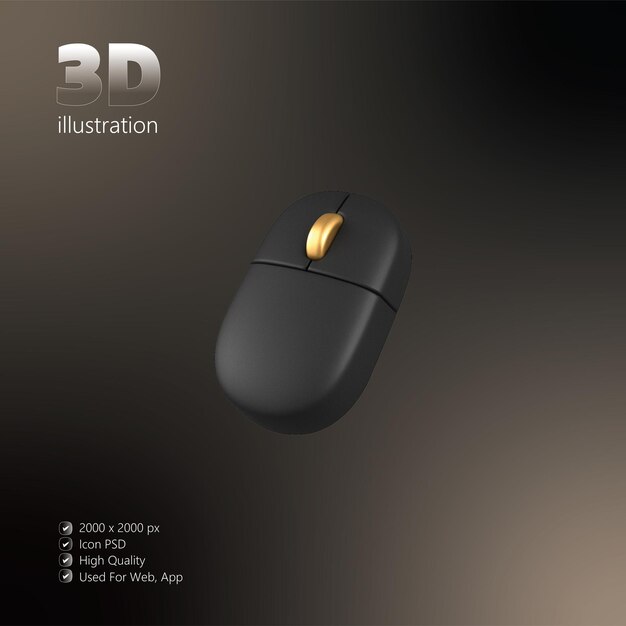 PSD 3d keyboard icon black and gold tech accessory