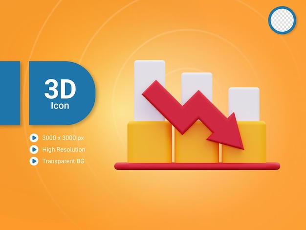PSD 3d loss chart icon