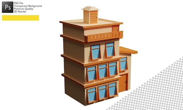 PSD 3d low poly house illustration design