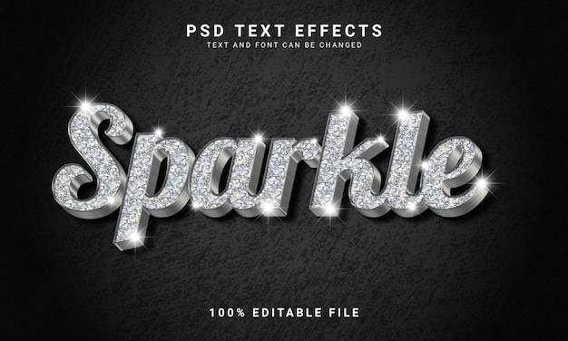 PSD 3d luxury sparkle text style effect