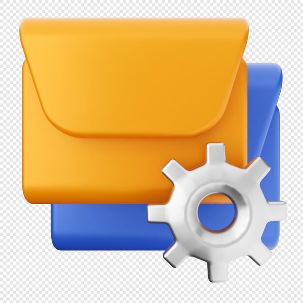 PSD 3d mail email message setting gear