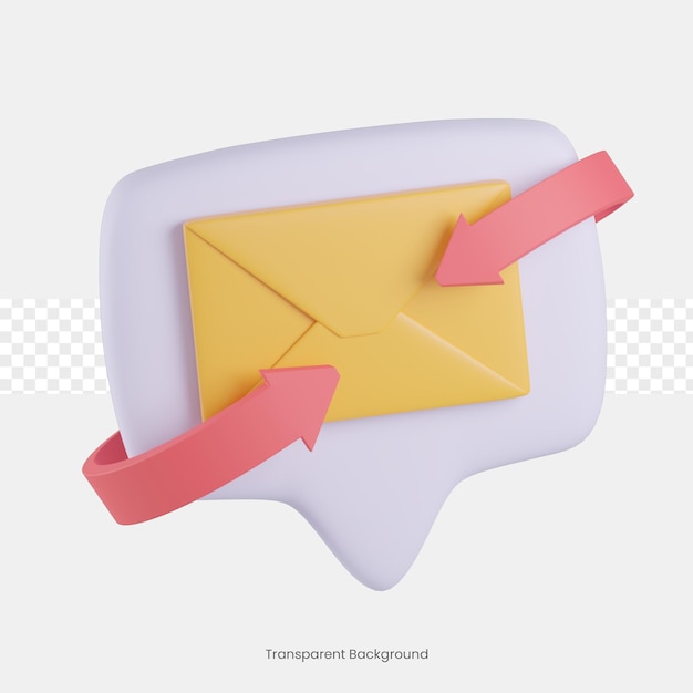 PSD 3d mail envelope icon on bubble chat.