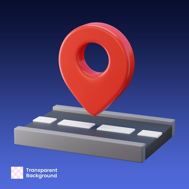 PSD 3d map pin on road icon
