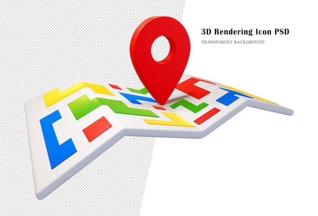 PSD 3d map pins, gps, navigator pin checking point. 3d render navigation locator map with red pointer.