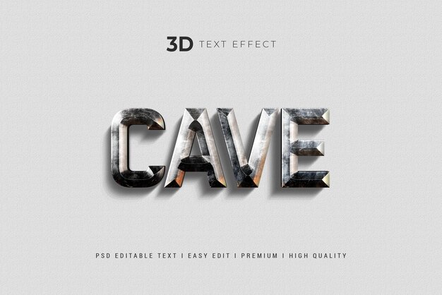 PSD 3d metal cave text effect