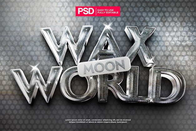 PSD 3d metallic chrome editable text effect