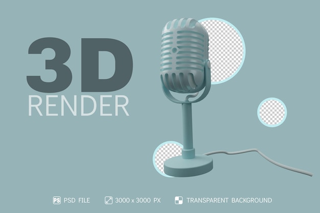 PSD 3d microphone, stand and cable with isolated background