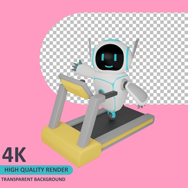 PSD 3d model rendering robot is using a treadmill