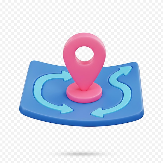 PSD 3d navigation map with location pin and route