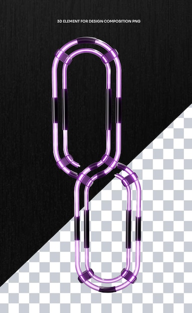 PSD 3d neon light chain element for design composition