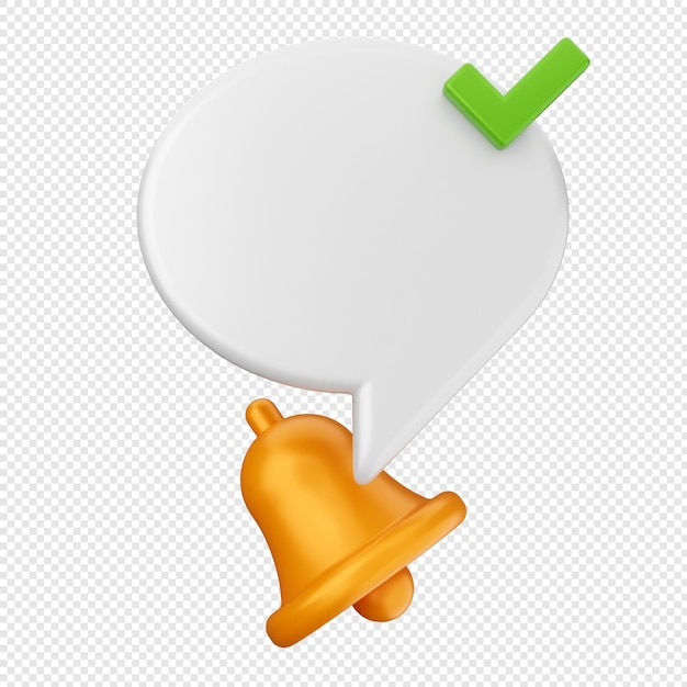 PSD 3d notification bell chat check