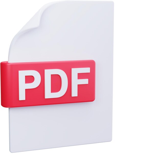 PSD 3d pdf file icon with red label