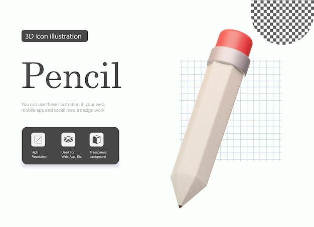 PSD 3d pencil illustration
