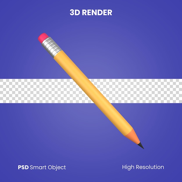 PSD 3d pencil render isolated