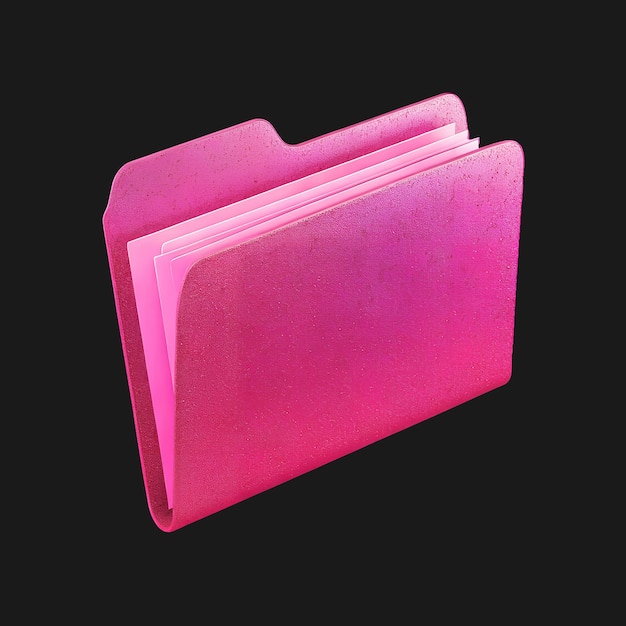 PSD 3d pink folder with documents icon