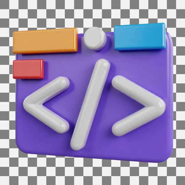 PSD 3d programming code icon for web development
