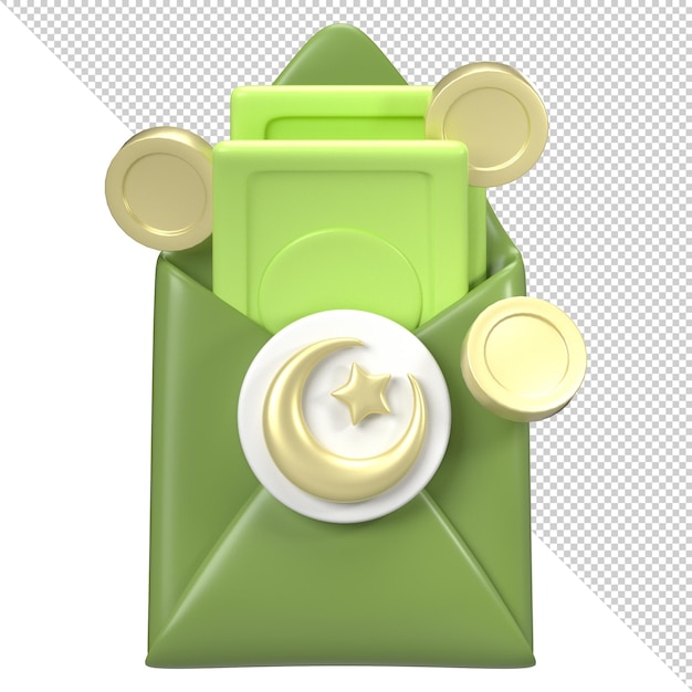 PSD 3d ramadan and eid envelope icon illustration