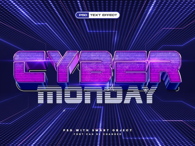 PSD 3d realistic cyber monday text effect