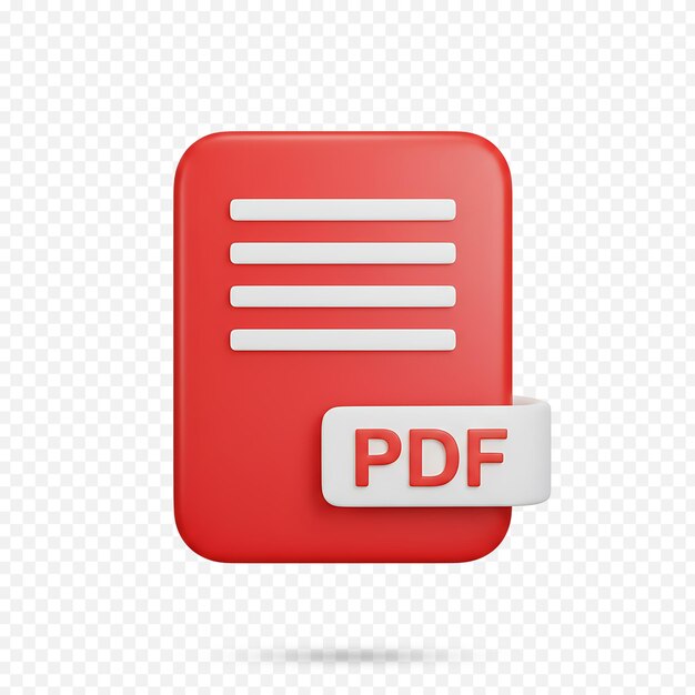 PSD 3d red pdf document file icon