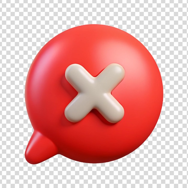 PSD 3d red speech bubble with white x mark