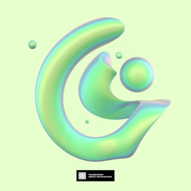 PSD 3d render abstract holographic shape