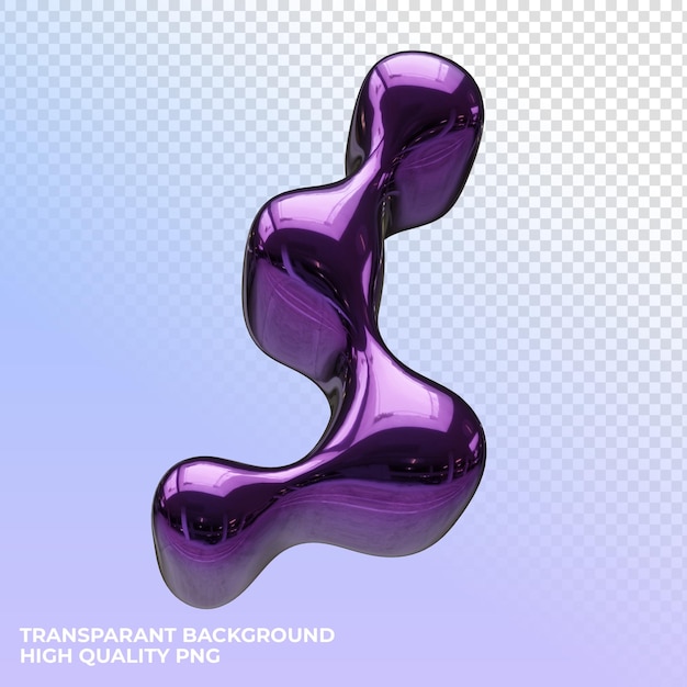 PSD 3d render abstract metallic shapes transparent background