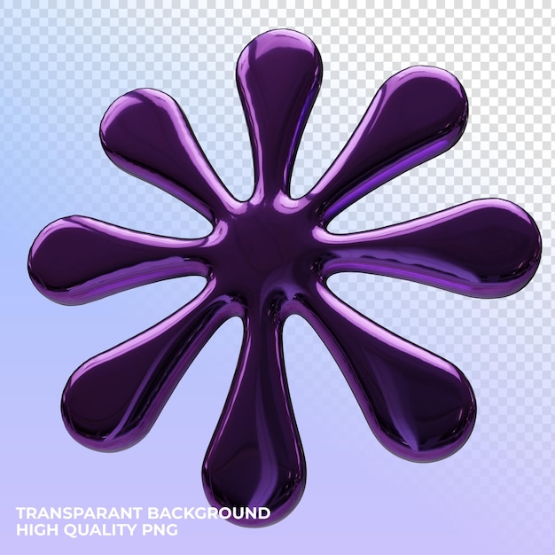 PSD 3d render abstract metallic shapes transparent background