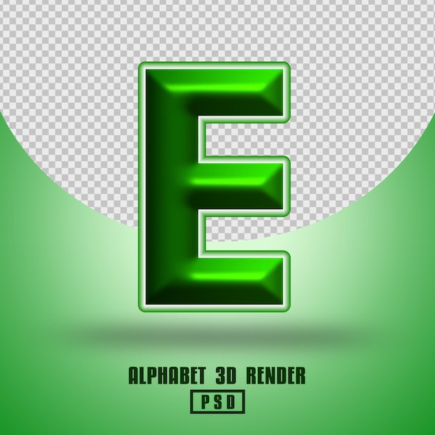 PSD 3d render alphabet green color