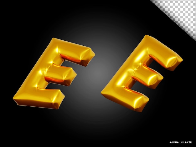 PSD 3d render alphabet letter e balloon style