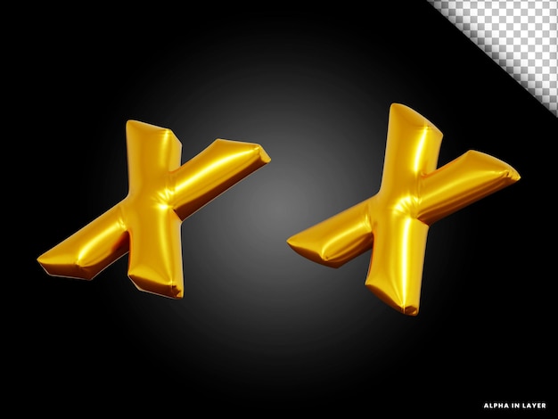 PSD 3d render alphabet letter x balloon style