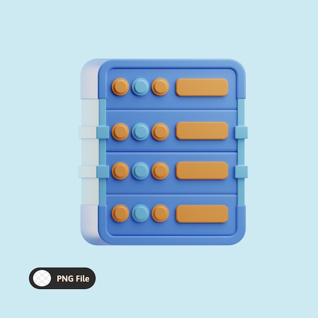 PSD 3d render of a blue server rack icon
