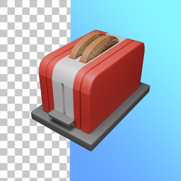 PSD 3d render bread toaster isolated