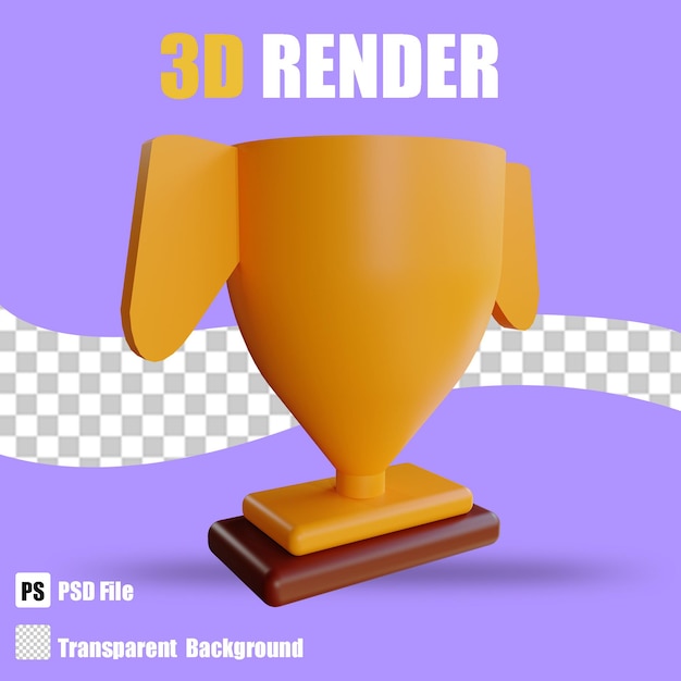 PSD 3d render bussines trophy 2 with trasparent background