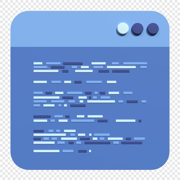 PSD 3d render coding icon coding screen 3d rendering programming with syntax code 3d render illustration