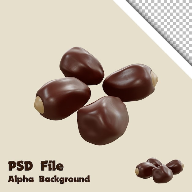 PSD 3d render dates with alpha background