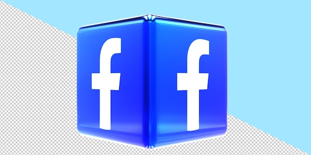 PSD 3d render facebook icon cube