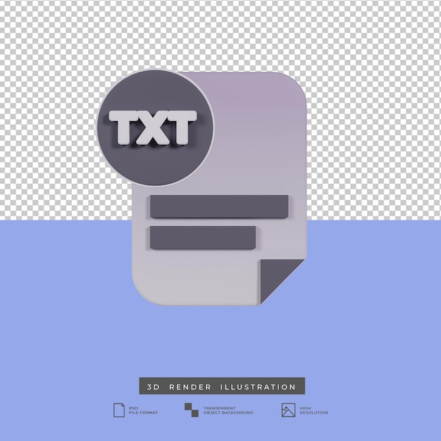 PSD 3d render file txt format icon