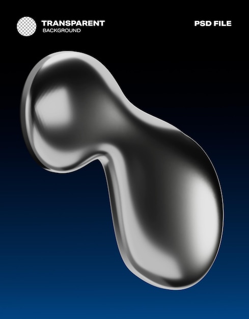 PSD 3d render of a glossy metal blob