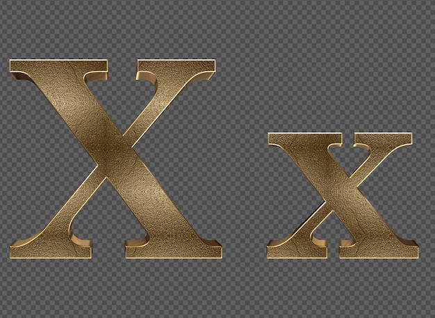 PSD 3d render gold lowercase and uppercase letters