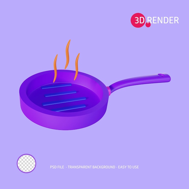 PSD 3d render icon grill pan