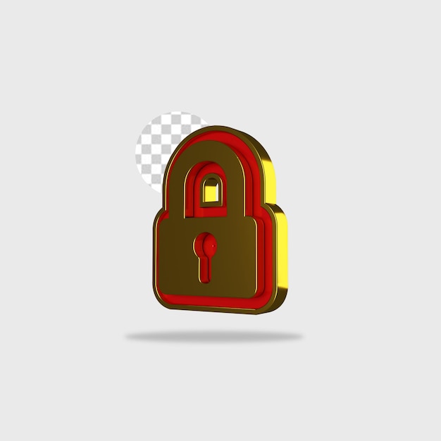 PSD 3d render icon lock design