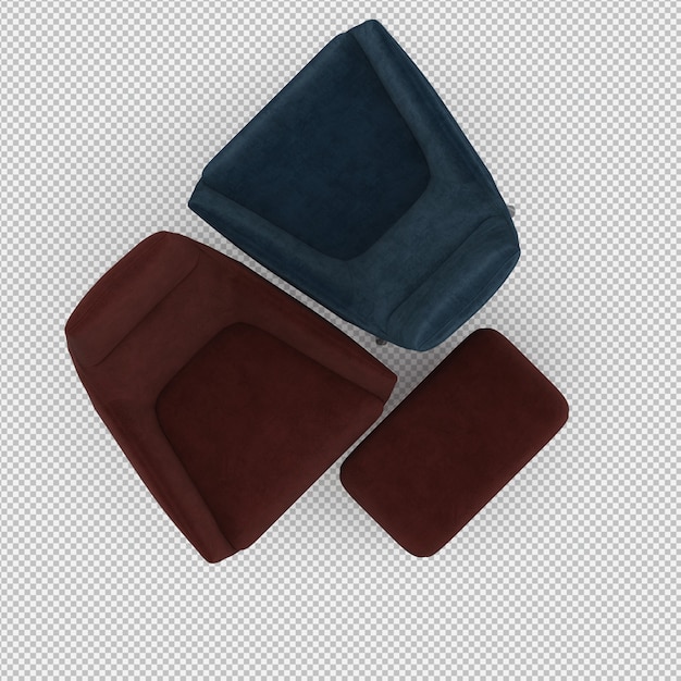 PSD 3d render of isometric armchair