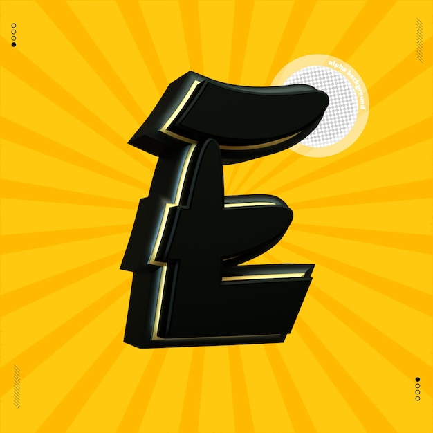 PSD 3d render letter e font japanese black