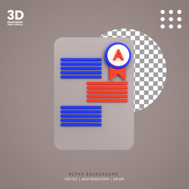PSD 3d render a mark report illustration