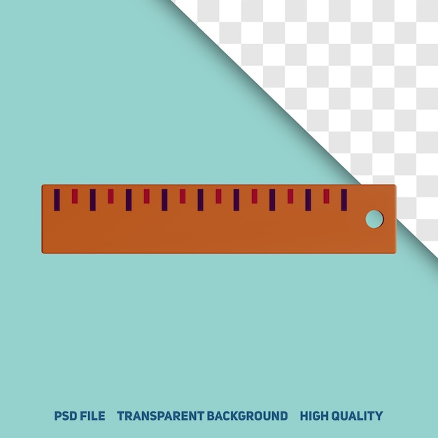 PSD 3d render minimalist ruller premium psd icon