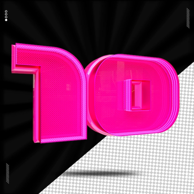 PSD 3d render number font pink neon