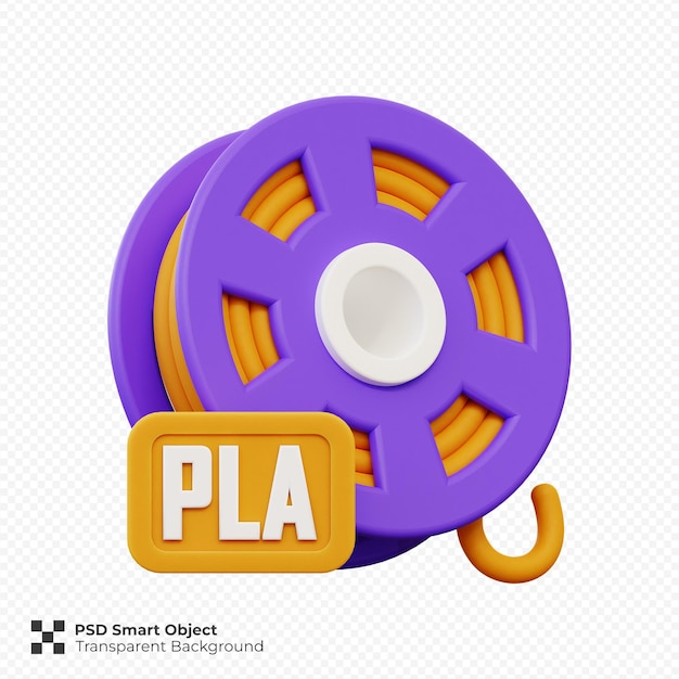 PSD 3d render of pla fillament icon illustration premium psd