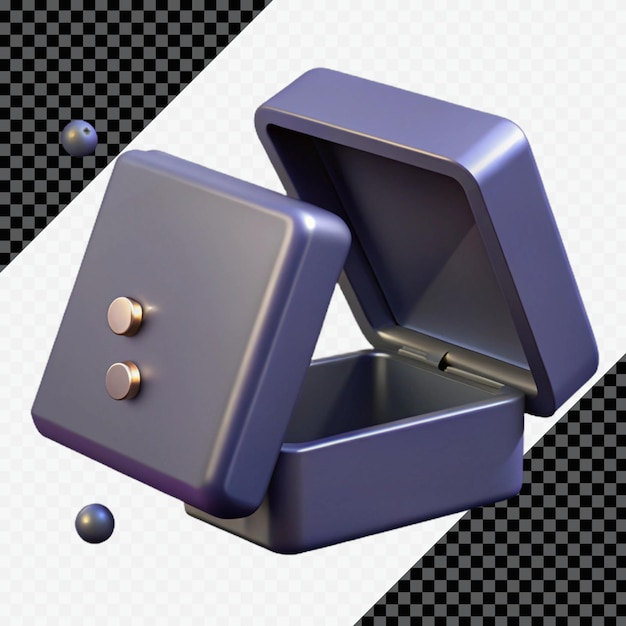 PSD 3d render of a purple box with a gold hinge