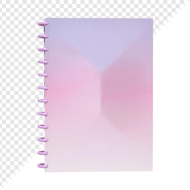 PSD 3d render of a spiral notebook with pastel gradient cover